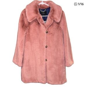 J. Crew Faux Fur Ash Rose Knee Length Luxurious Coat, Small